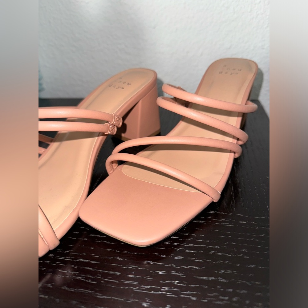 A New Day: Square Toe Strappy, Chunky Heel Sandals
